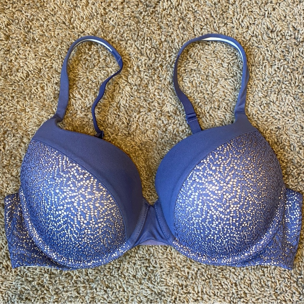Victoria's Secret Body By Victoria Perfect Shape purple lace padded bra Size 34D